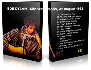 Artwork Cover of Bob Dylan 1992-08-31 DVD Minneapolis Audience