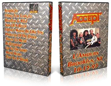 Artwork Cover of Accept 1993-10-15 DVD New York City Audience