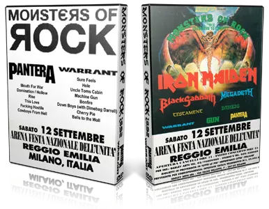 Artwork Cover of Pantera 1992-09-12 DVD Reggio Emilia Proshot